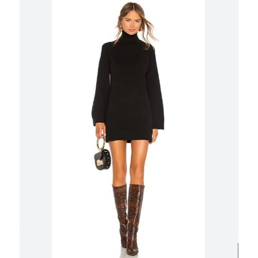 LPA Black Turtleneck Sweater Dress S Nylon/Viscose Blend Long Sleeve - Picture 1 of 7